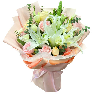 吕梁10朵玫瑰百合混搭，爱是难忘时刻