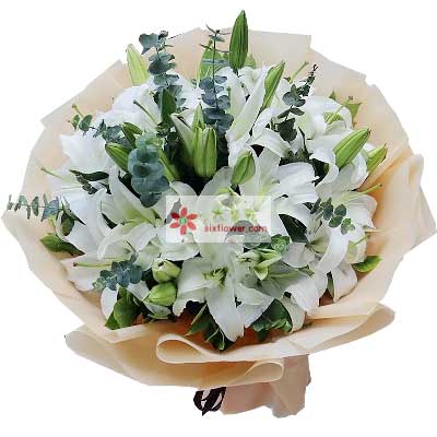 吕梁9支白色多头百合，祝福你幸福