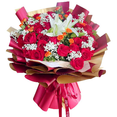 吕梁33朵红玫瑰百合，爱如同花般绽放